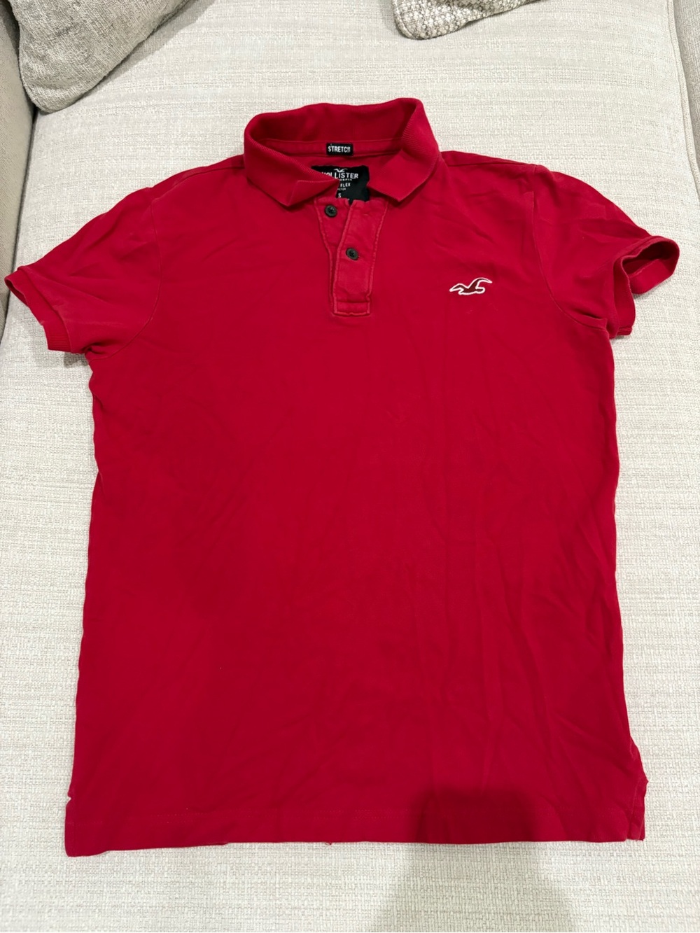 Hollister Men's Bright Red Stretch Polo with Embroidered Logo - Picture 1 of 5